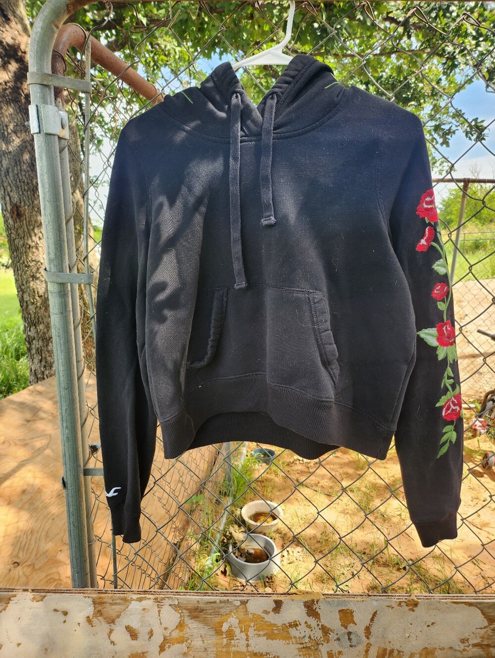 Thornless Beauty: Embroidered Rose Hoodie